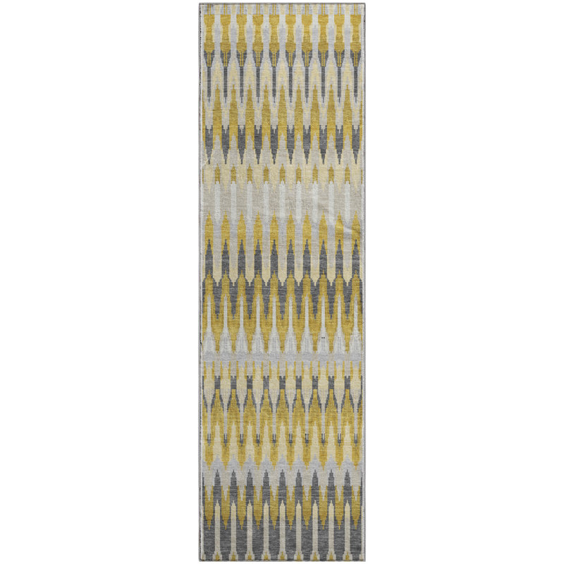 Premium Machine Washable Prisco Gold Rug, Runner 2'3" x 7'6"