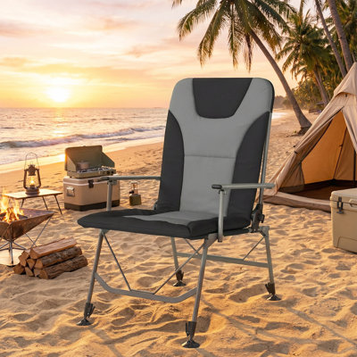 Outsunny Padded Camping Chair for Adults Portable Reclining