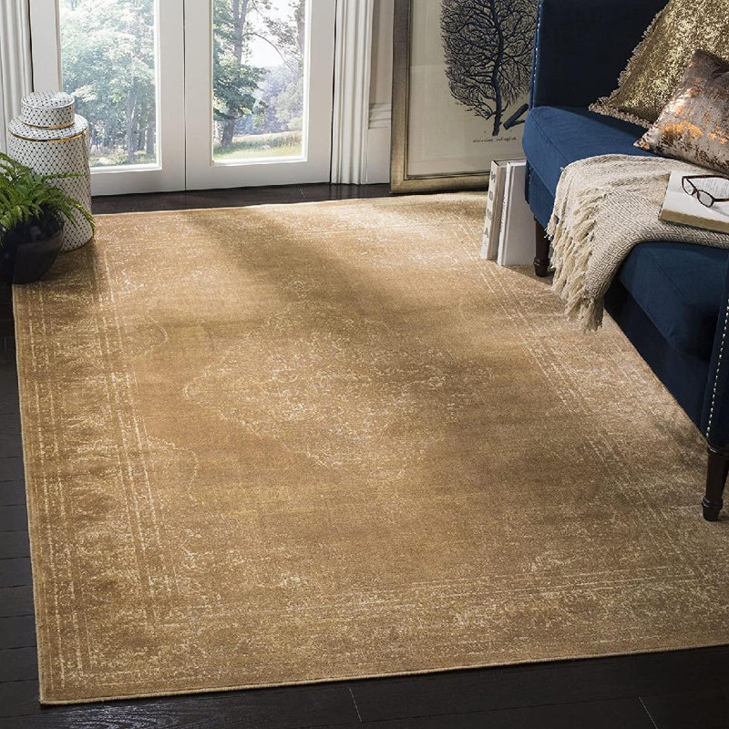 Tapis taupe / brun en rayonne oriental oriental tissé à la machine 4 pi x 5 pi 7 po