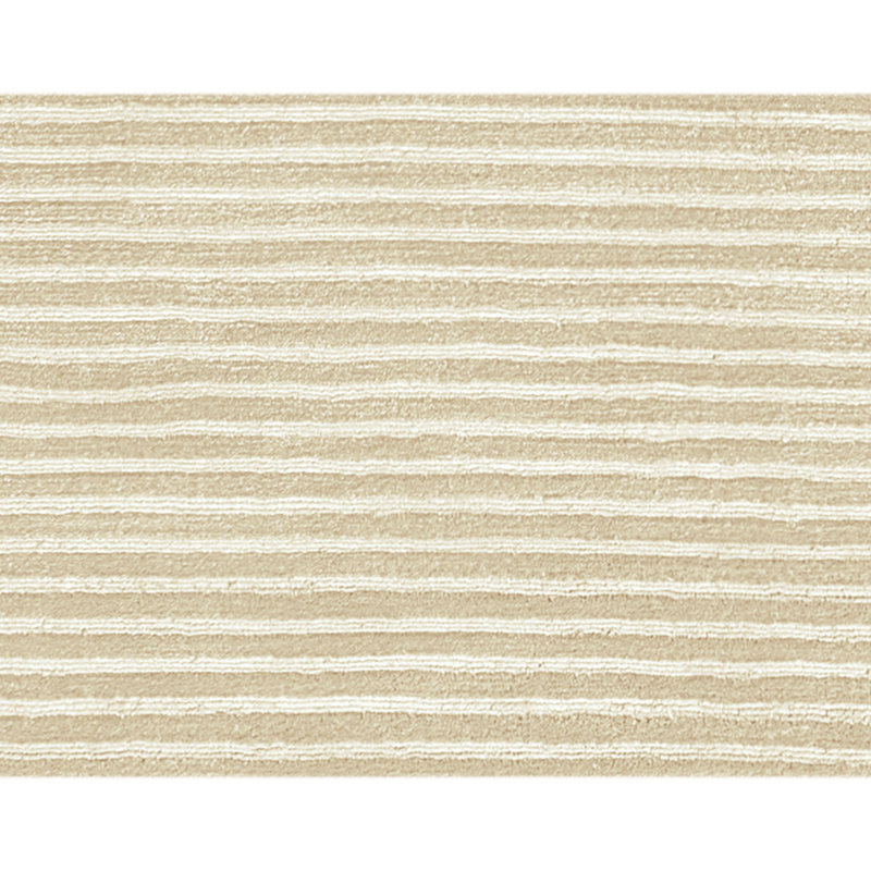 Hand Knotted Striped Area Rug in Begie/Irovy, Rectangle 6' x 9'