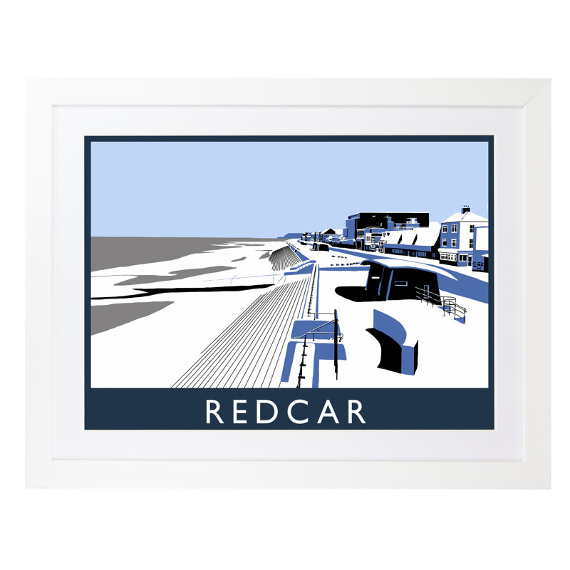 Redcar in Snow 1 Piece Wall Art, 44 cm H x 54 cm W x 2.2 cm D, White Wood Frame