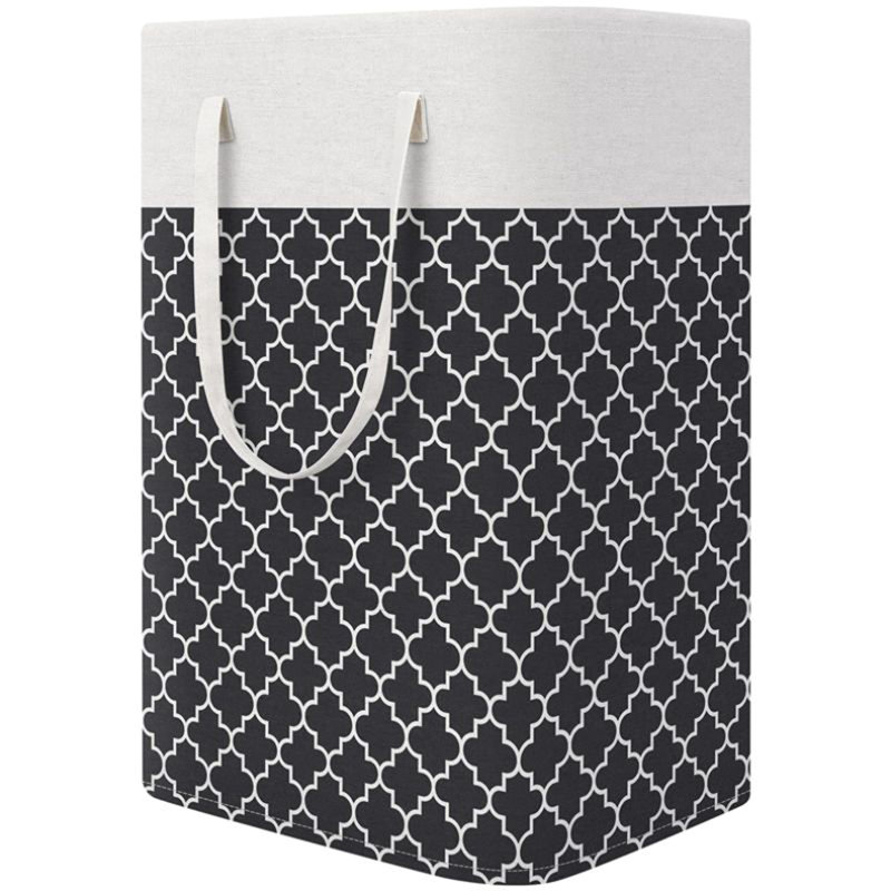Baby Toy Items Storage Basket Home Bathroom Collapsible Laundry Basket Dirty Clothes Storage Bucket, Black