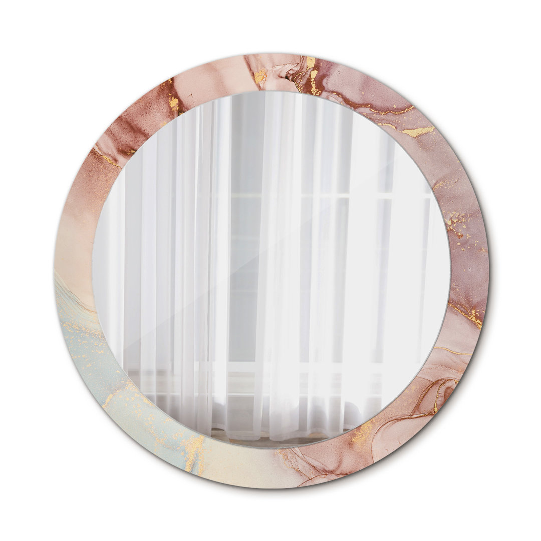 Huldar Round Glass Framed Wall Mounted Accent Mirror in Brown/Grey