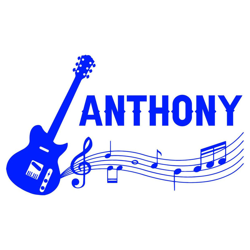 Adhésif décoratif guitare personnalisée, H 13 po x l 22 po, Bleu