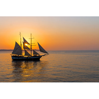 Romantic Sunset On Ship by Elxeneize - Wrapped Canvas Photograph