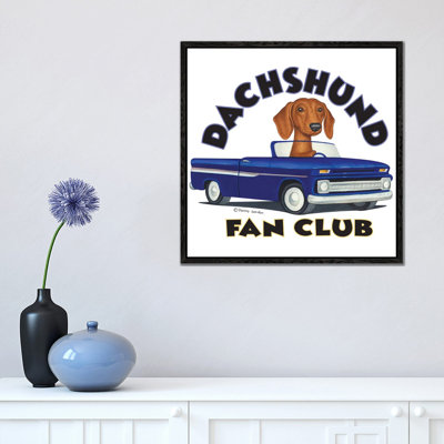 Dachshund Driving Blue Truck With Words by Danny Gordon - Gallery-Wrapped Canvas Giclée on Canvas