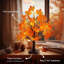 Arbre de Noël 24 DEL avec érable illuminé, arbre de table avec feuille d'érable de l'Action de grâce, minuterie à piles avec lumières d'automne pour les fêtes intérieures et les récoltes d'automne