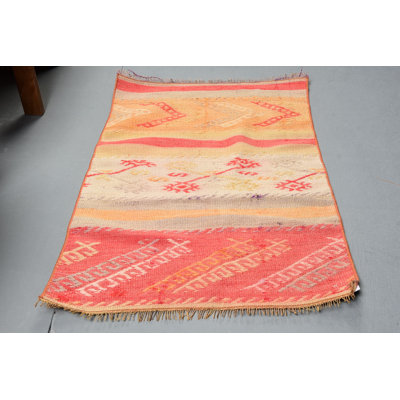 Turkish Rug, Vintage Rug, Kilim, Small Area Rug, Modern Rugs, Geometric Rugs, Red Oushak Rug