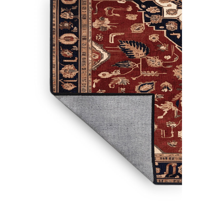 Machine Washable Persian Black Area Rug, Runner 2' x 4'