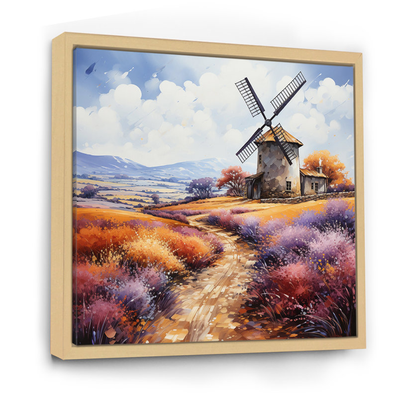 «Mill Wind Majestic Countryside», reproduction sur toile, H 36 po x l 36 po x P 1,5 po, Cadre naturel flottant