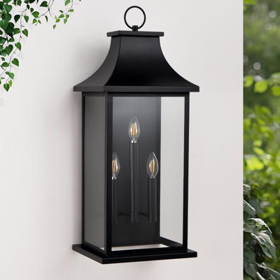Outdoor Wall Light With Durable Metal & Clear Glass For E12 Bulb
