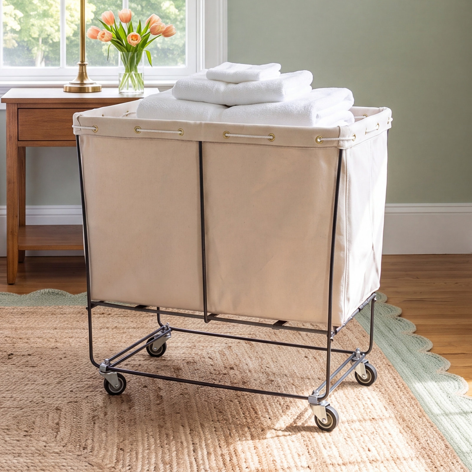 Canvas Rolling Laundry Truck 6bu, 3"