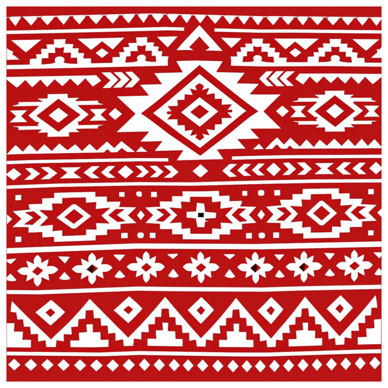 Tapis de bain rouge à motif tribal, 34in W x 21in L