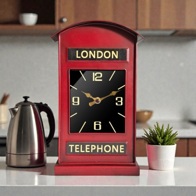 Numerical Metal Quartz Movement / Crystal Tabletop Clock Red