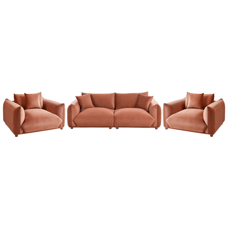Living Room Set Alexias, Brown Velvet