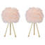 Ensemble de 2 lampes de table H 19 "à plumes roses et base trépied pour table de chevet