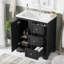 Meuble-lavabo de salle de bain avec lavabo en céramique, 3 tiroirs et tablettes réglables-112897485