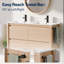Meuble-lavabo double autoportant de style ferme moderne de 48 pouces, base seulement, revêtement texturé bois, pieds droits apparents