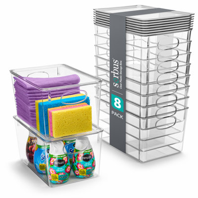 Clear Containers with Lids for Organizing Cleaning Supplies (8 Pack)