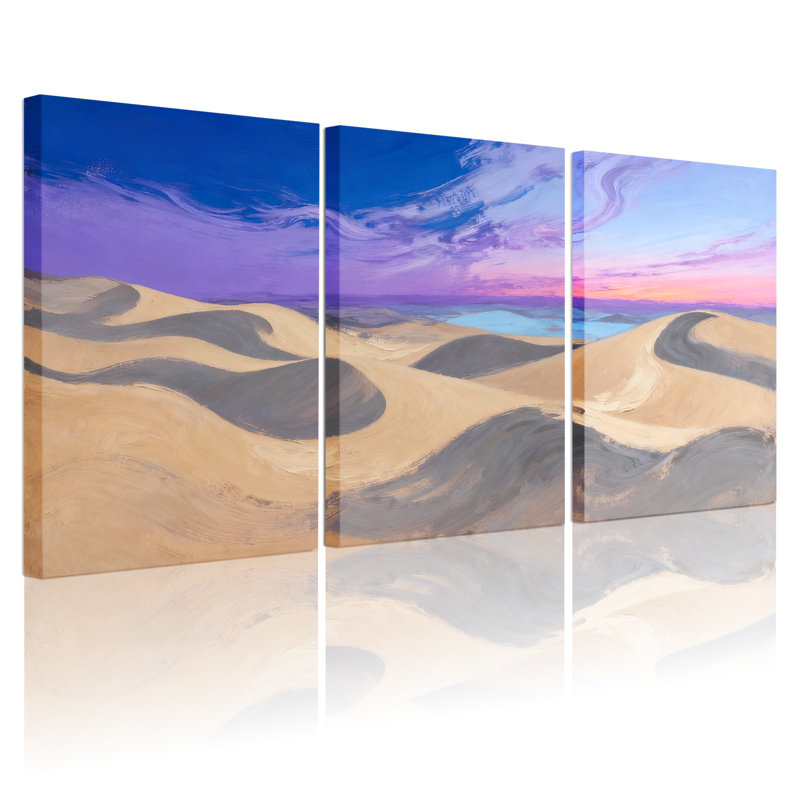 Ensemble de 3 impressions sur toile Scenic & Cityscapes Desert Dunes Under Twilight Sky, H 30 po x l 60 po