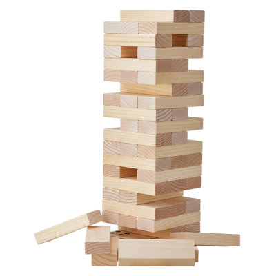 Jeu de culbute culbute, jeu de blocs de tour géant 60 blocs, tour de jeu en bois de pin avec sac de transport et tableau de pointage, jeu empilable en bois, jeux de famille de tour pour l'intérieur / extérieur