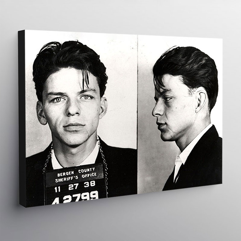 Frank Sinatra Police Mugshot - No Frame Print on Canvas, 61cm H x 81.3cm W x 3.8cm D