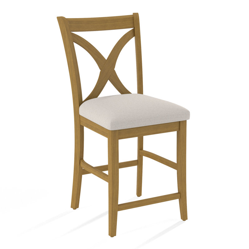 Hues Upholstered Stool with Solid Wood Frame, Gray Sugar Performance; 0863-84, Java Finish, Counter Stool (26" Seat Height)