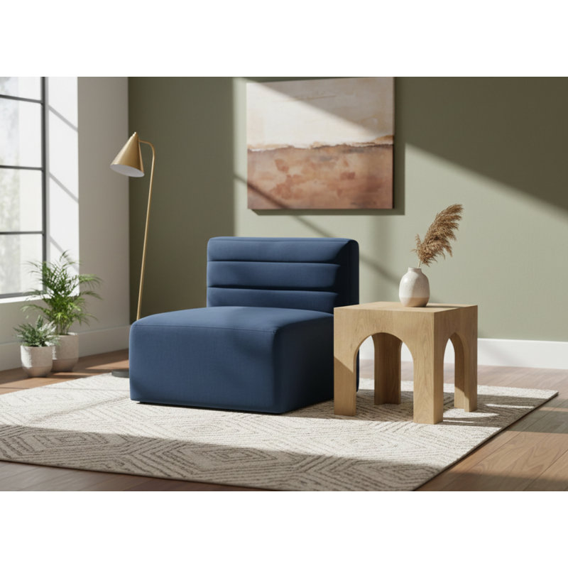 Enso Velvet Slipper Chair, Navy Velvet