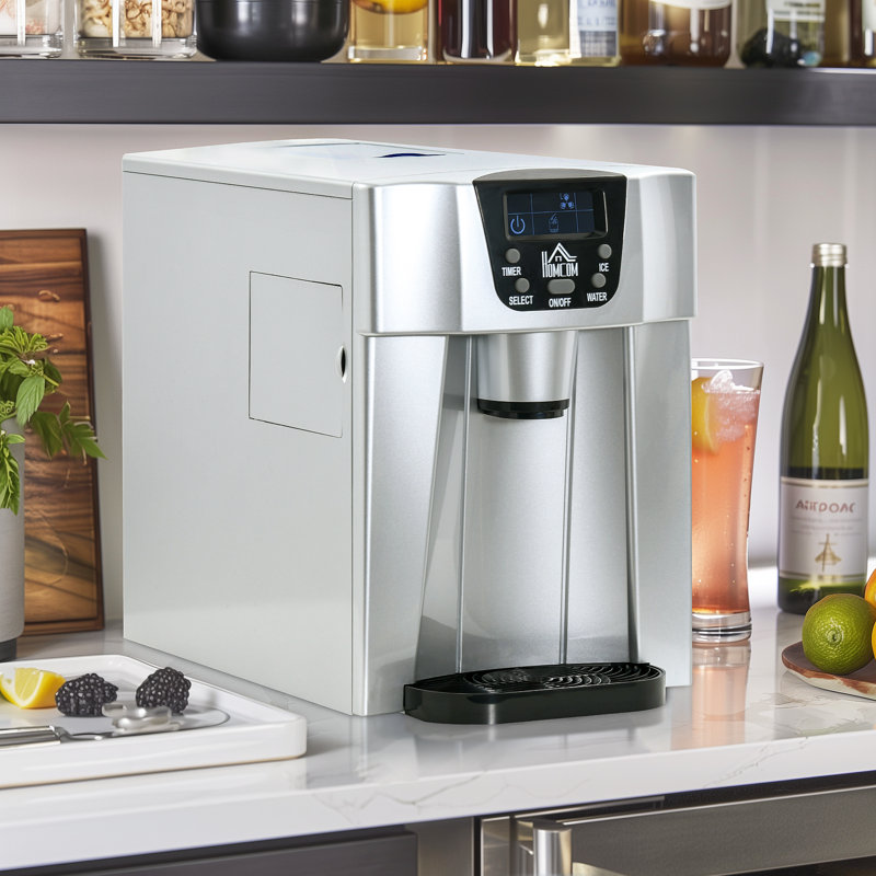 Belfry Kitchen Karolin 25.46 Lb. Daily Production Bullet Clear Ice Portable Ice Maker, Silver