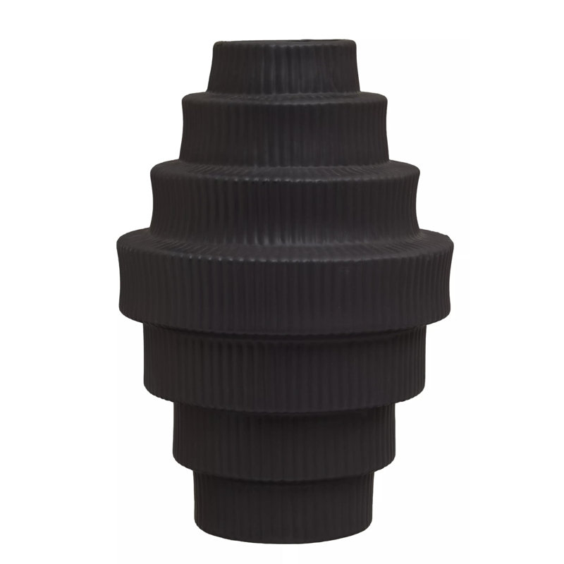 Antonietto Earthenware Table Vase, Black, 26cm H x 18cm W x 18cm D