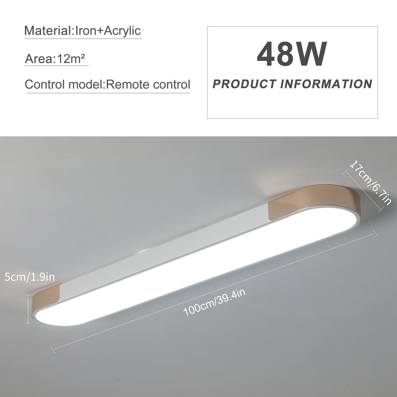 Muscato 1 - Light 39.4" Rectangle LED Flush Mount, White/Gold