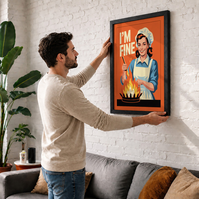 I'm Fine Retro - Framed Print, A4 - 29.7 x 21.0 cm, Unframed