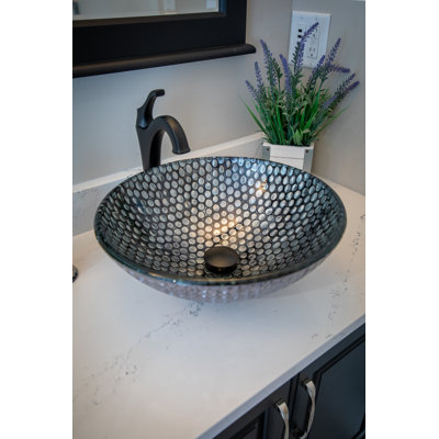 Eden Bath 16.5'' Silver Tempered Glass Circular Bathroom Sink