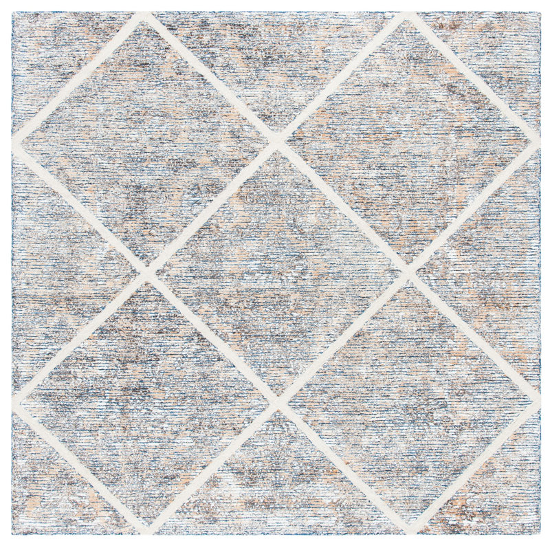 Tapis géométrique en laine / viscose touffeté à la main Vesper 600, Carré 7 pi