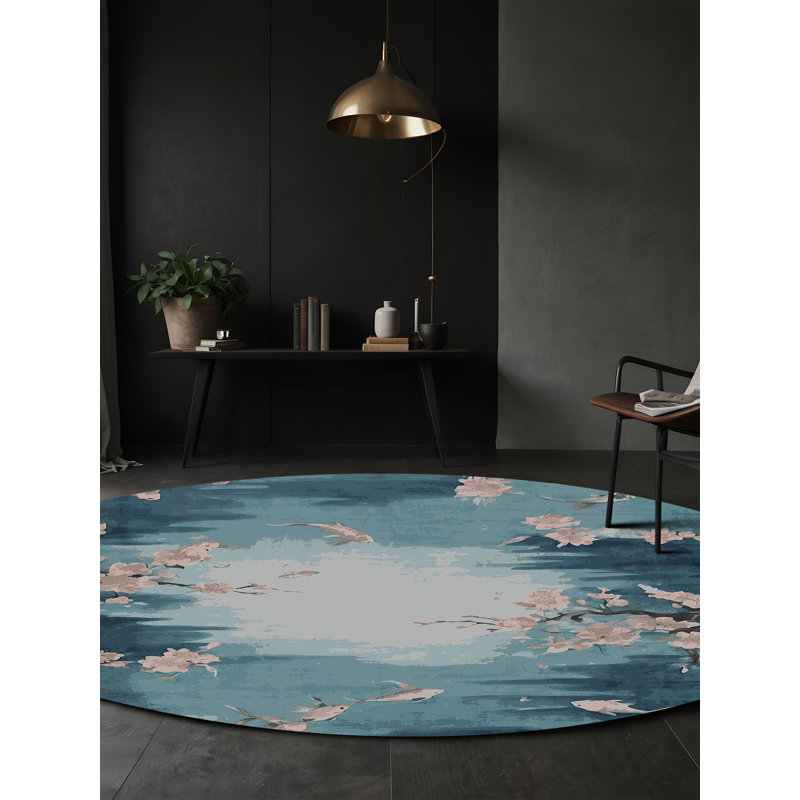 Tapis gris lavable à la machine, Rond 5 pi