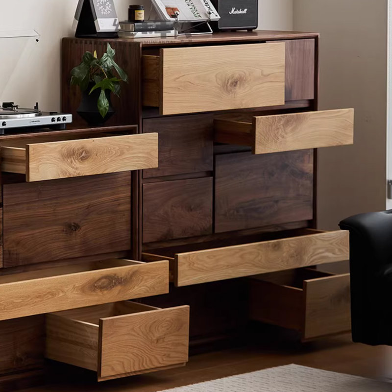 Armoire d'appoint en bois massif brun foncé + brun