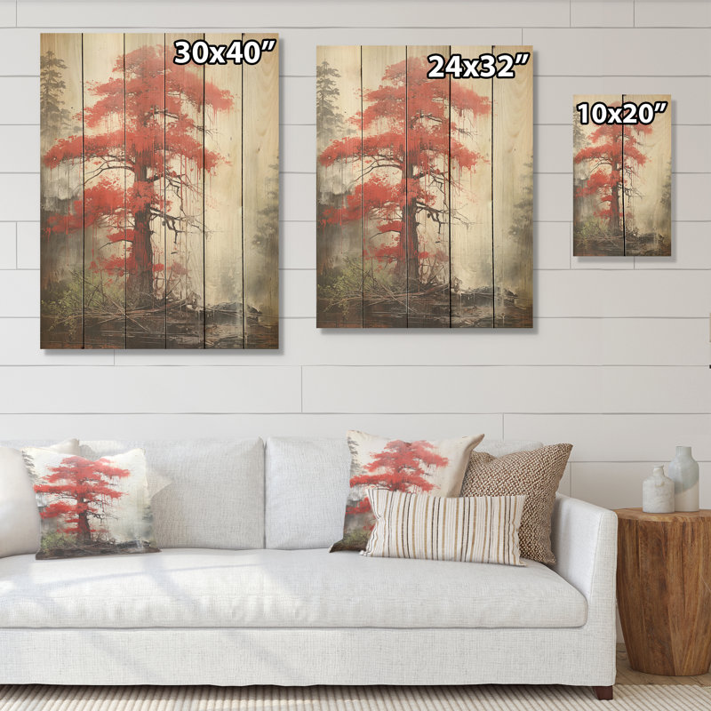Forêt, séquoia, arbre, charme, arbre, séquoia, panneau de bois sur bois de pin naturel, H 20 po x l 10 po