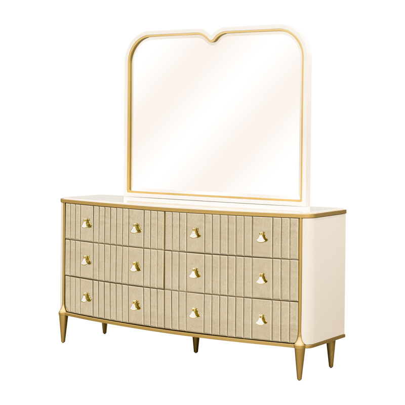 Commode carrée avec miroir Scotts - Champagne clair