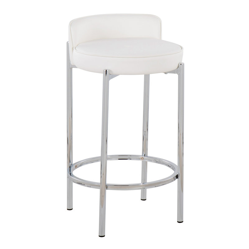 Johntae Upholstered Counter Stool, White, White