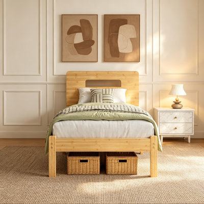 14 Inch Twin Bed Frame, Platform Bed Frame With Headboard & Solid Wood Foundation, Wood Slats Support, No Box Spring Needed, Easy Assembly