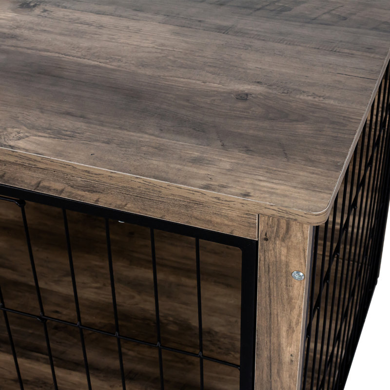 Meuble pour chien en bois avec portes doubles - Cage intérieure sécuritaire pour animaux de compagnie