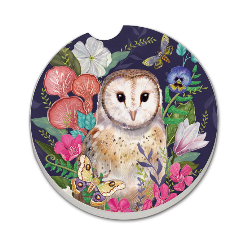 Sous-verre de voiture en pierre Barn Owl