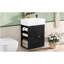 Meuble-lavabo de 20 pouces avec lavabo en céramique, armoire de rangement en panneau de fibres à densité moyenne avec tiroir, tablette latérale et poignée dorée - meuble-lavabo moderne pour les petites salles de bain-1240660216
