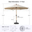 Parasol beige de 10 pi avec base et parasol beige pour marché extérieur avec manivelle et 8 nervures-390103238