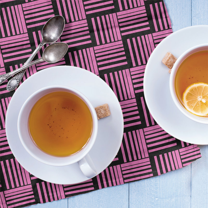Jaya Tea Towel Kitchen Towel, Light Pink/Black, Cotton Twill