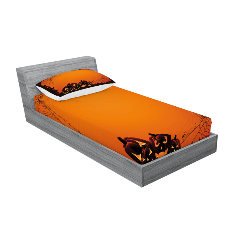 Drap-housse et coussin décoratif Ambesonne, Ensemble de draps pour lit simple + deux taies d'o