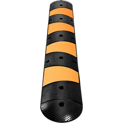 Rubber Speed Bump, 1 Pack 2 Channel Speed Bump Hump, 72" Long Modular Speed Bump Rated 22000 LBS Loading, 72.8 x 12.2 x 2.2 Garage Speed Bump for Asphalt Concrete Gravel Driveway with 2 End Cap
