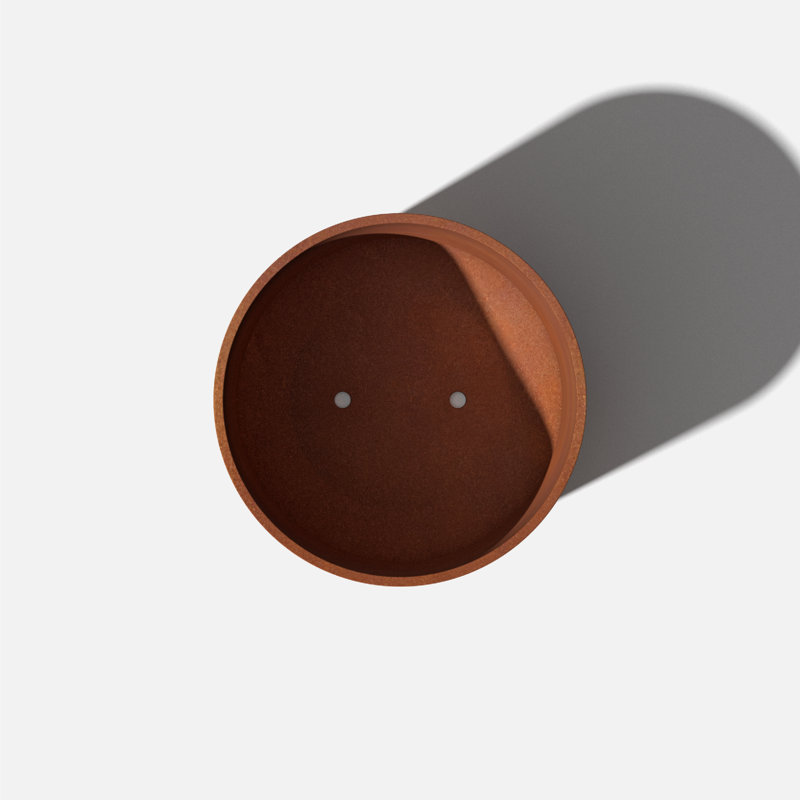 Rust Round Plastic-Steel Outdoor Planter, 15 inch