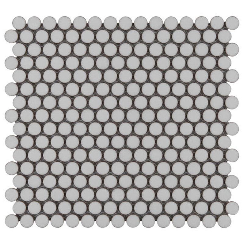 Eden 1" Rimmed Penny Round Matte Porcelain Mosaic Tile, Antiguan Sky