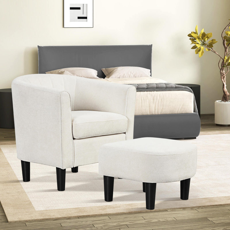 Fauteuil demi-tonneau avec repose-pieds, repose-pieds, accoudoirs à dossier incurvé, coussin de siège amovible